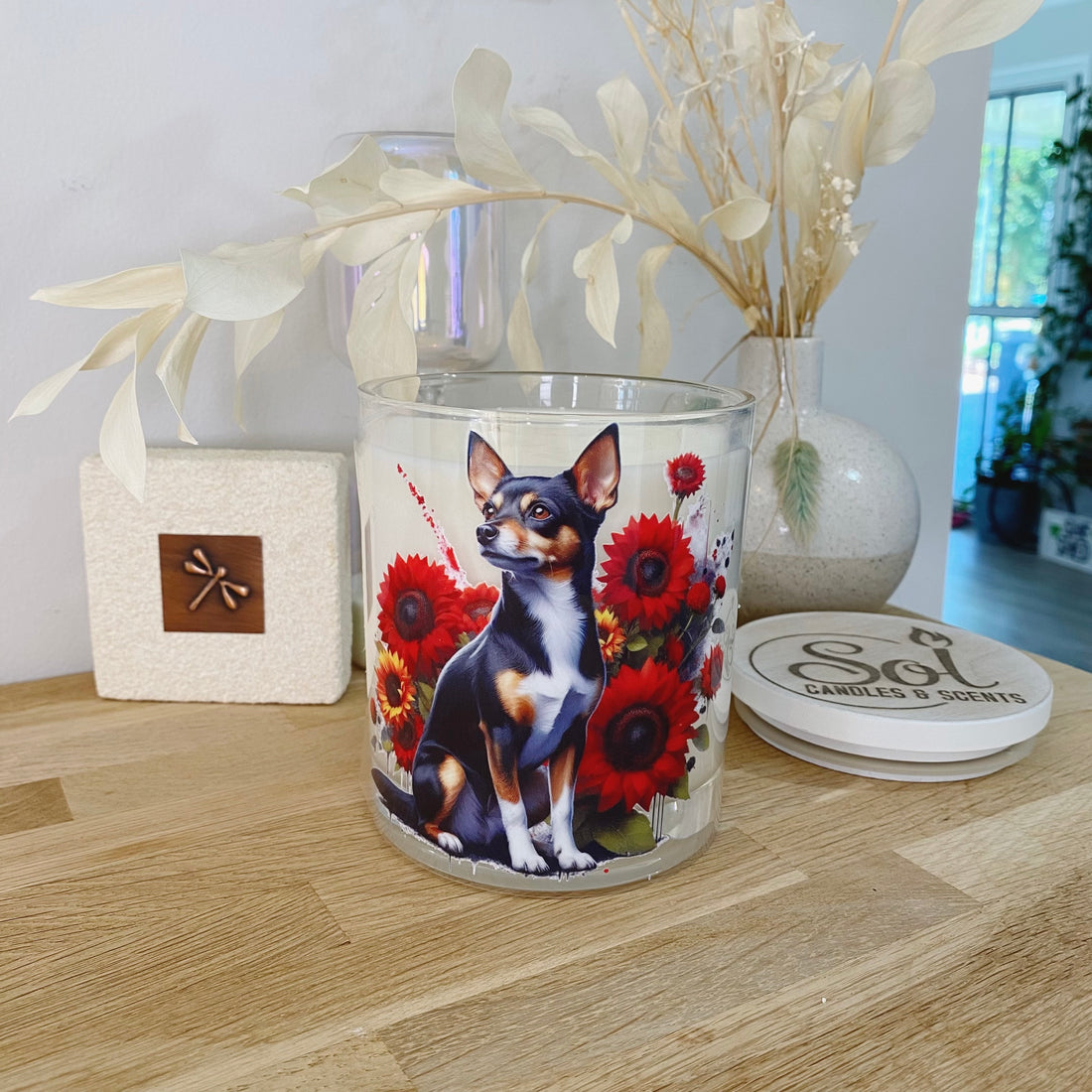 Fox Terrier Cross Red Xlarge Candle_Sol Candles &amp; Scents