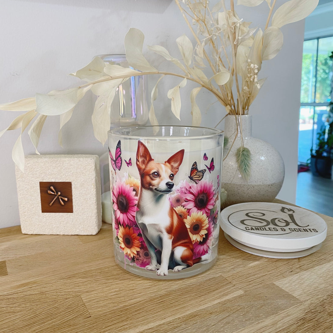 Fox Terrier Cross Tan Sitting Xlarge Candle_Sol Candles &amp; Scents