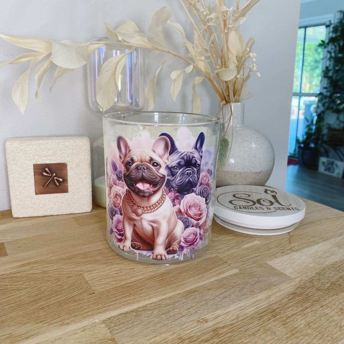 French Bulldog Roses Xlarge Candlea_Sol Candles &amp; Scents