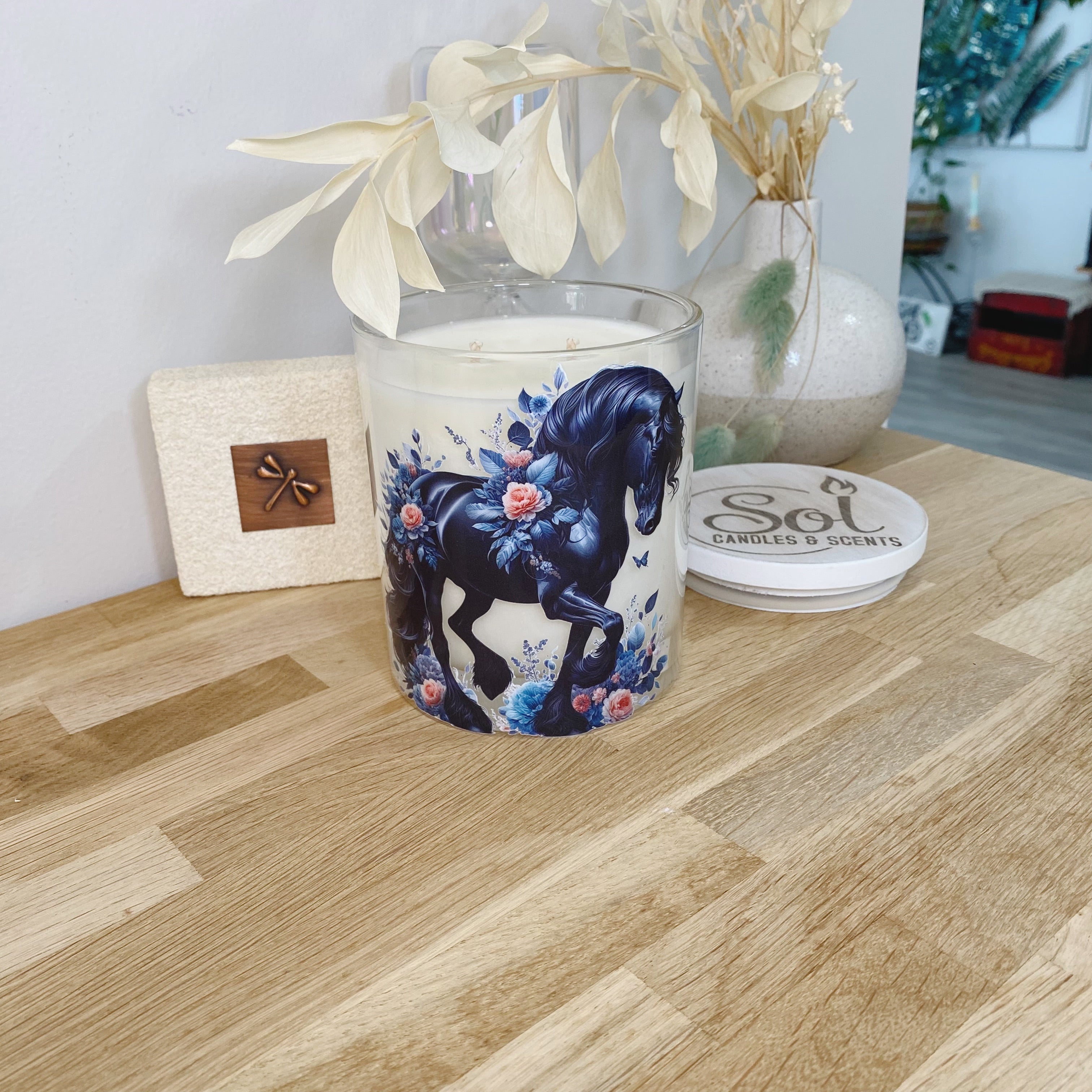 Friesian Black Horse Xlarge Candle