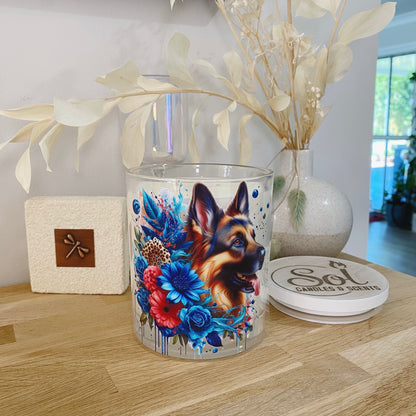 German Shepherd Floral Xlarge Candle