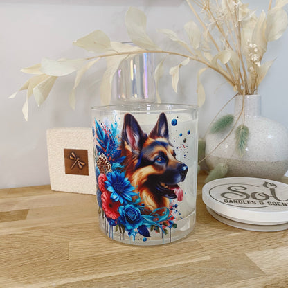 German Shepherd Floral Xlarge Candle