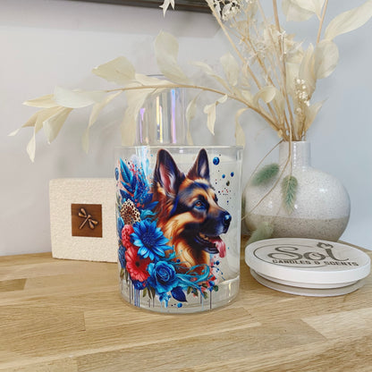 German Shepherd Floral Xlarge Candle