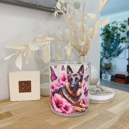 German Shepherd Laying Down Pink Xlarge Candle
