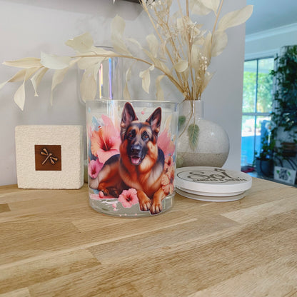German Shepherd Peach Hibiscus Xlarge Candle