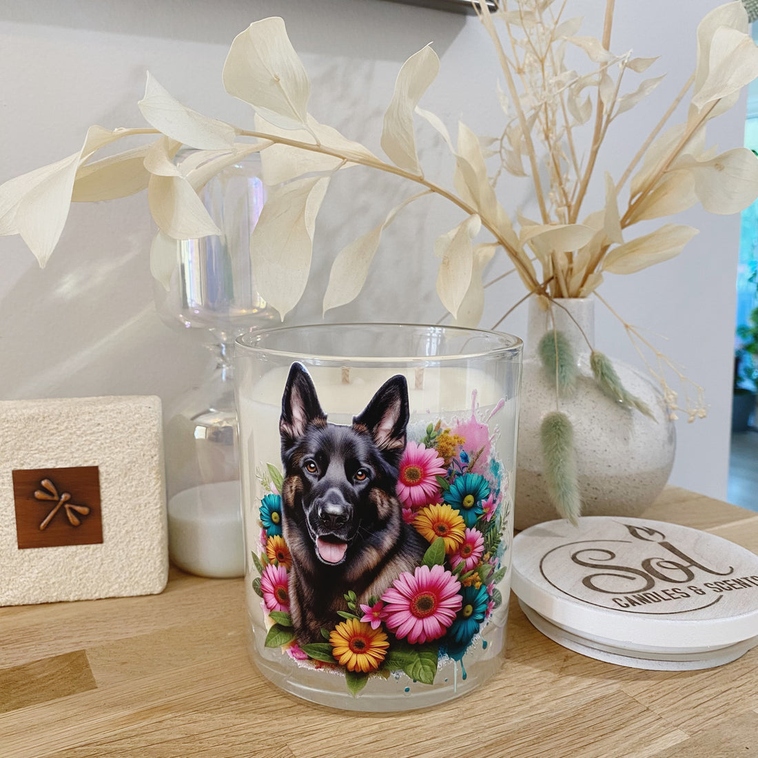 German Shepherd Sable Portrait Xlarge Candle_Sol Candles &amp; Scents