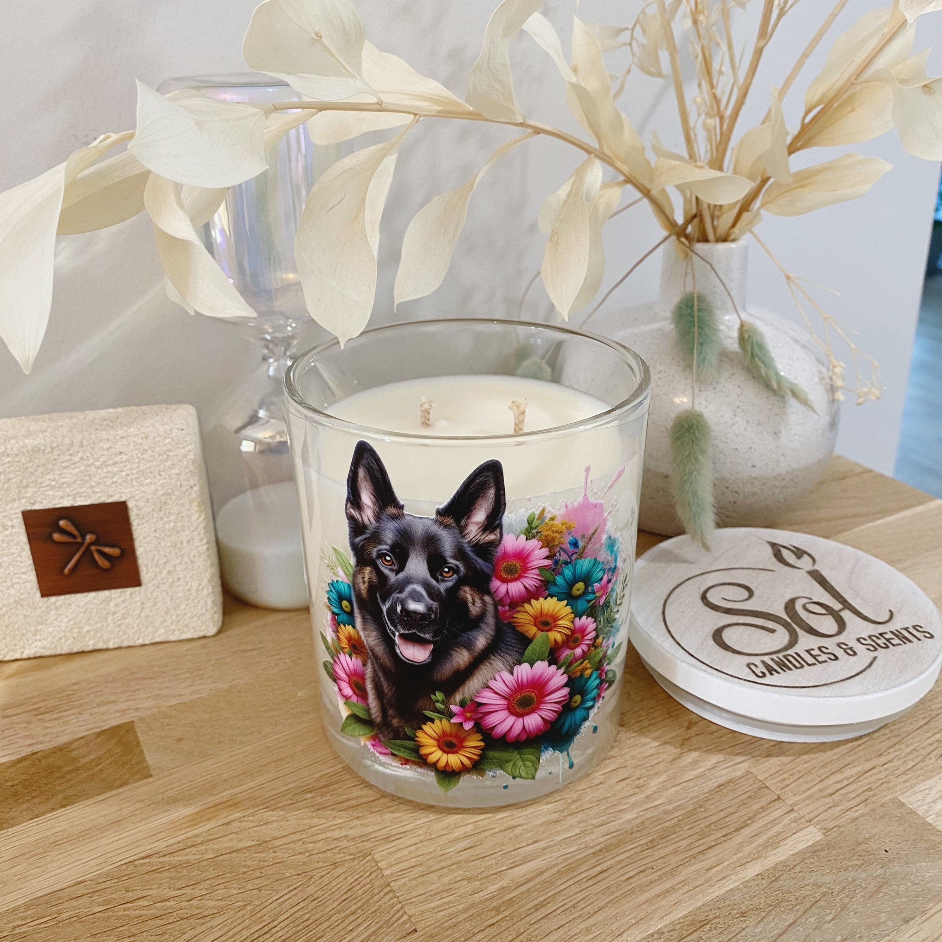 German Shepherd Sable Portrait Xlarge Candle_Made in Australia 