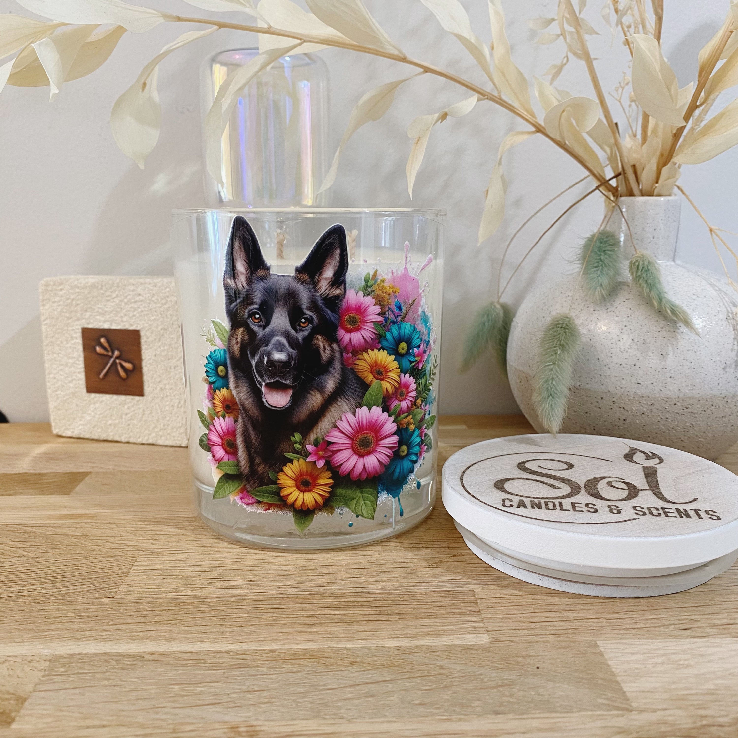 German Shepherd Sable Portrait Xlarge Candle_Refillable