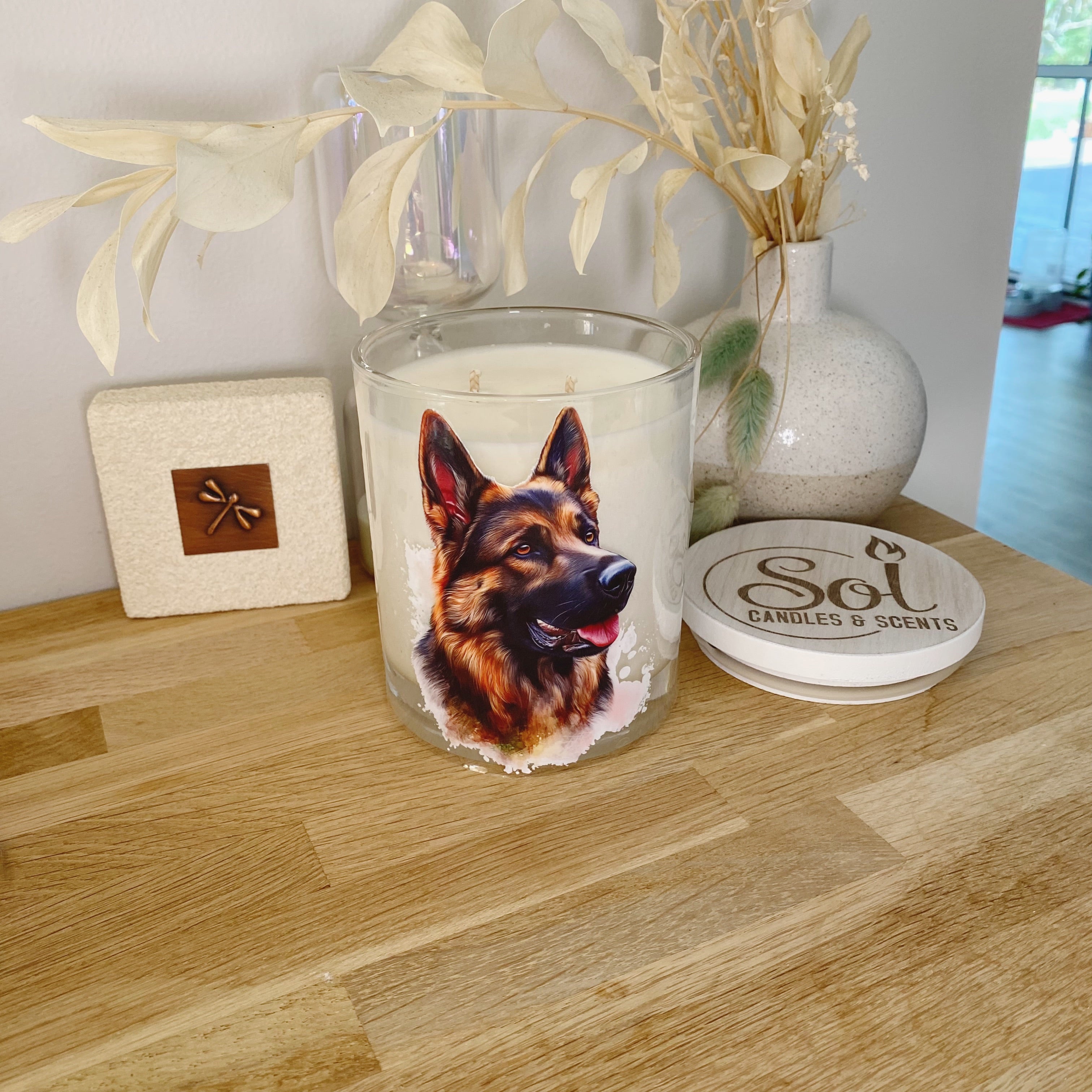 German Shepherd Side Portrait Xlarge Candle