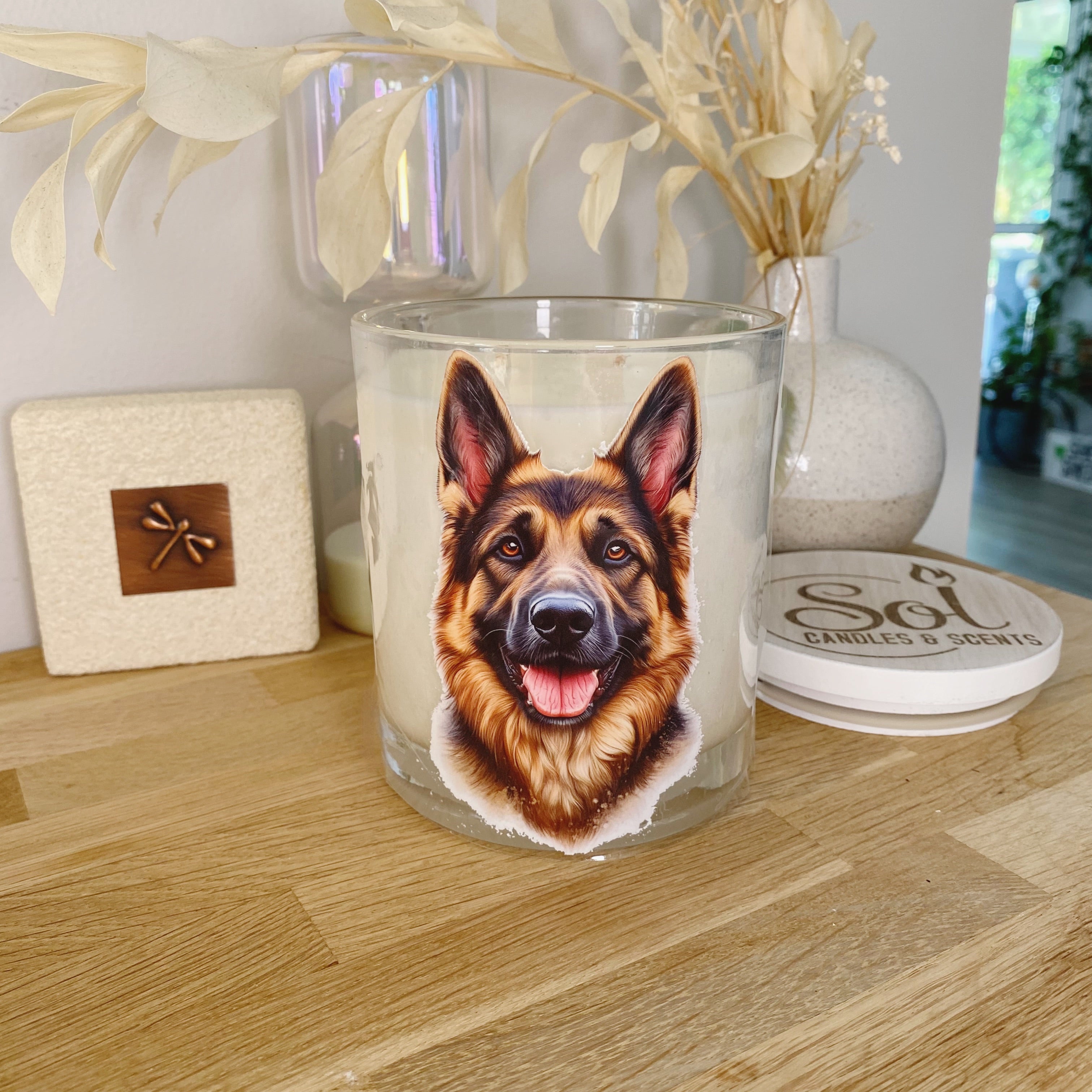 German Shepherd Smiling Portrait Xlarge Candle_Sol Candles &amp; Scents