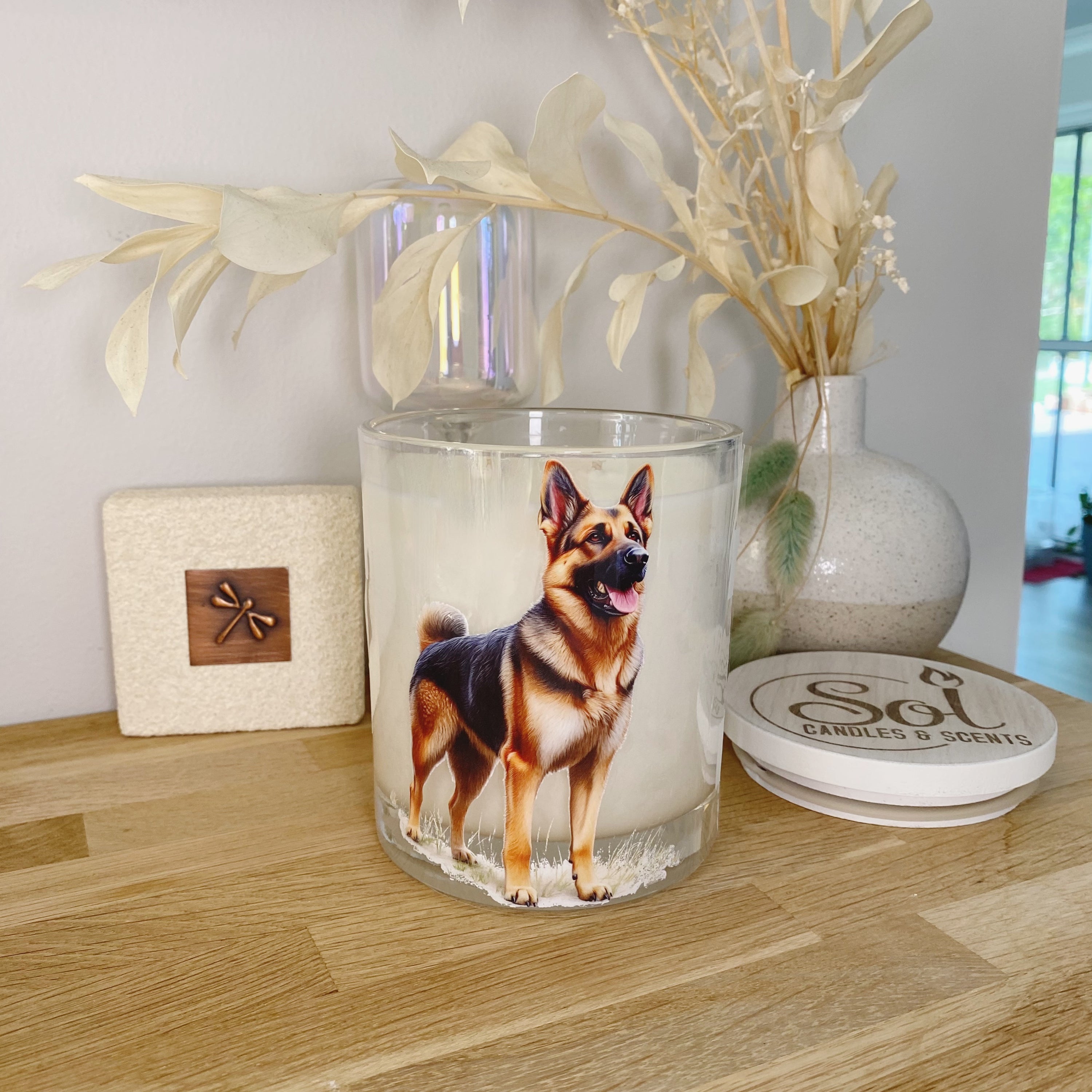 German Shepherd Strong Portrait Xlarge Candle