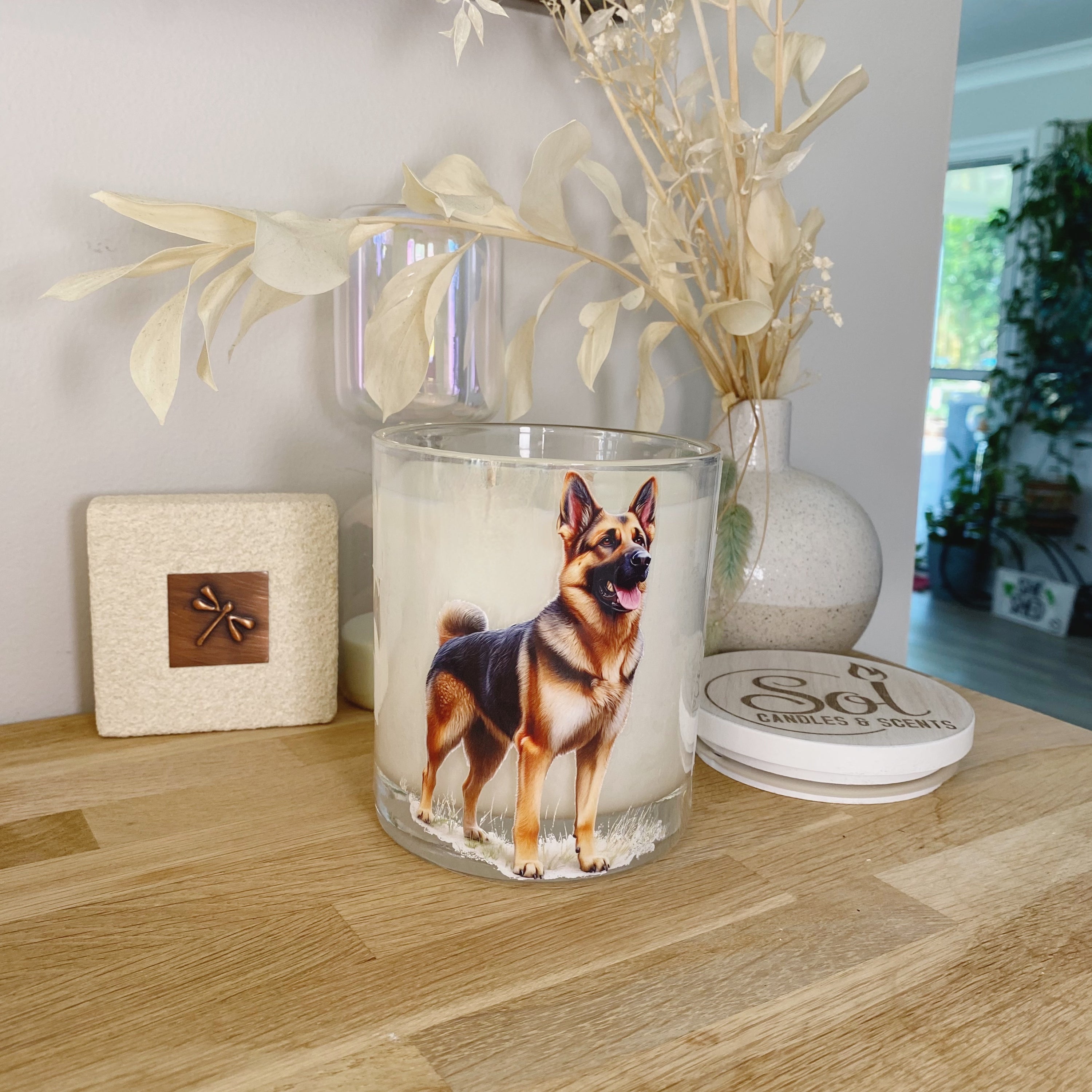 German Shepherd Strong Portrait Xlarge Candle