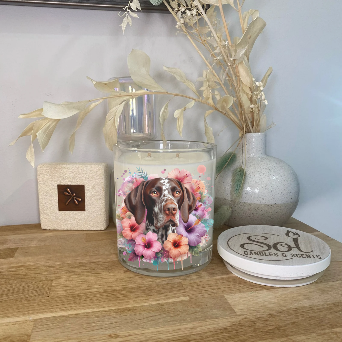 German Shorthaired Pointer Hibiscus Xlarge Candle