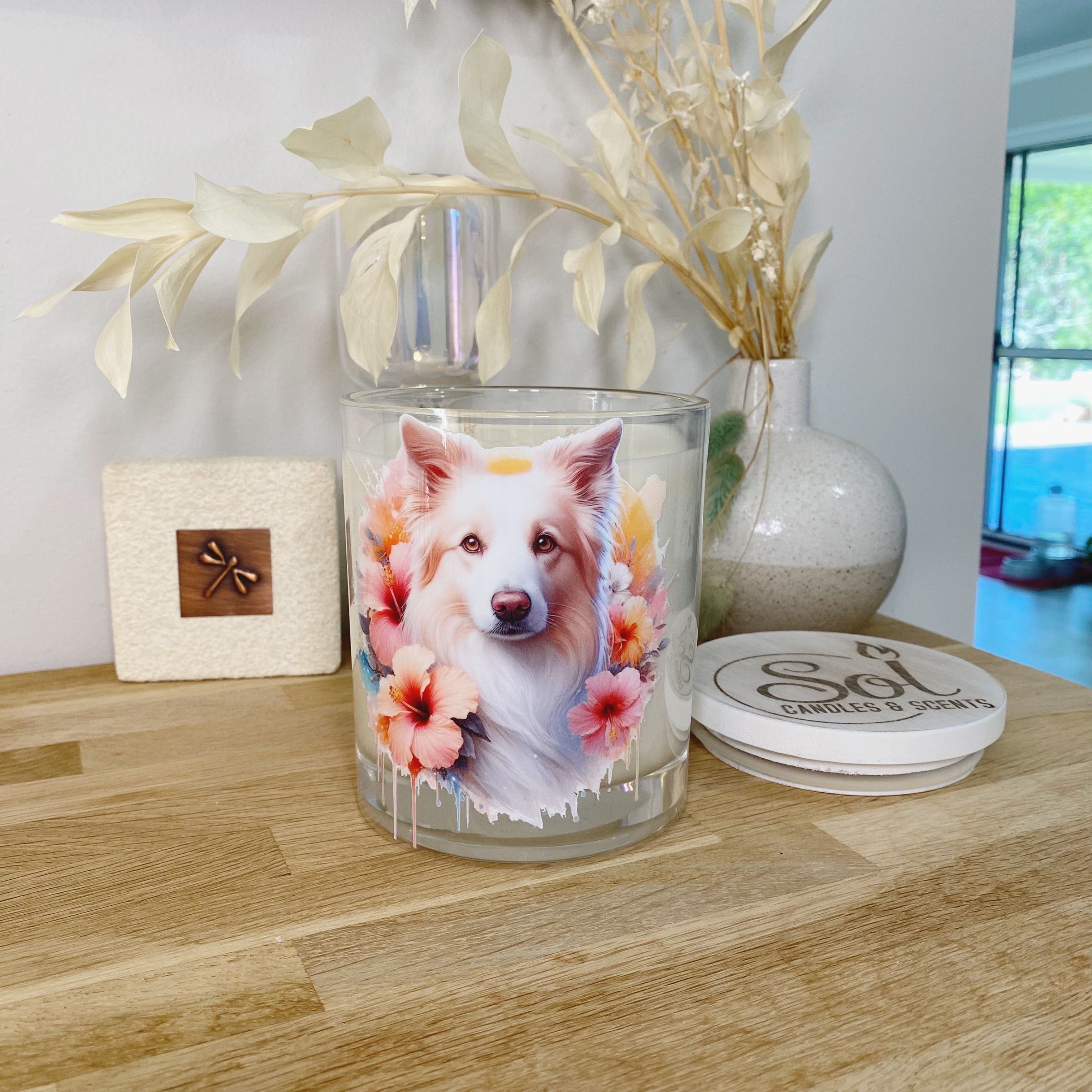 Border Collie Golden Xlarge Candle