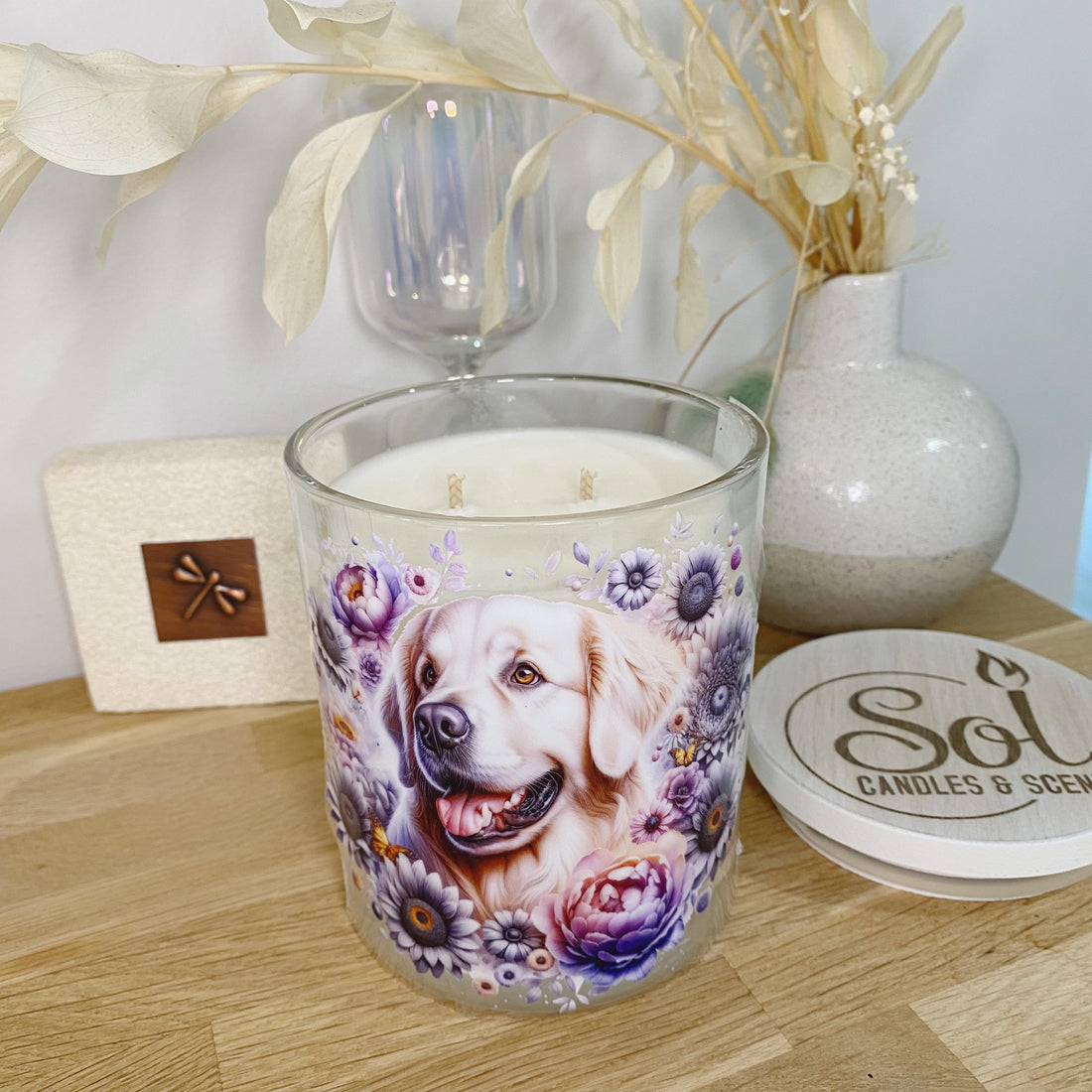 Golden Retriever Sunflower Xlarge Candle