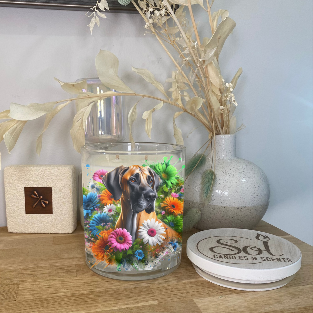 Great Dane Fawn Floral Xlarge Candle