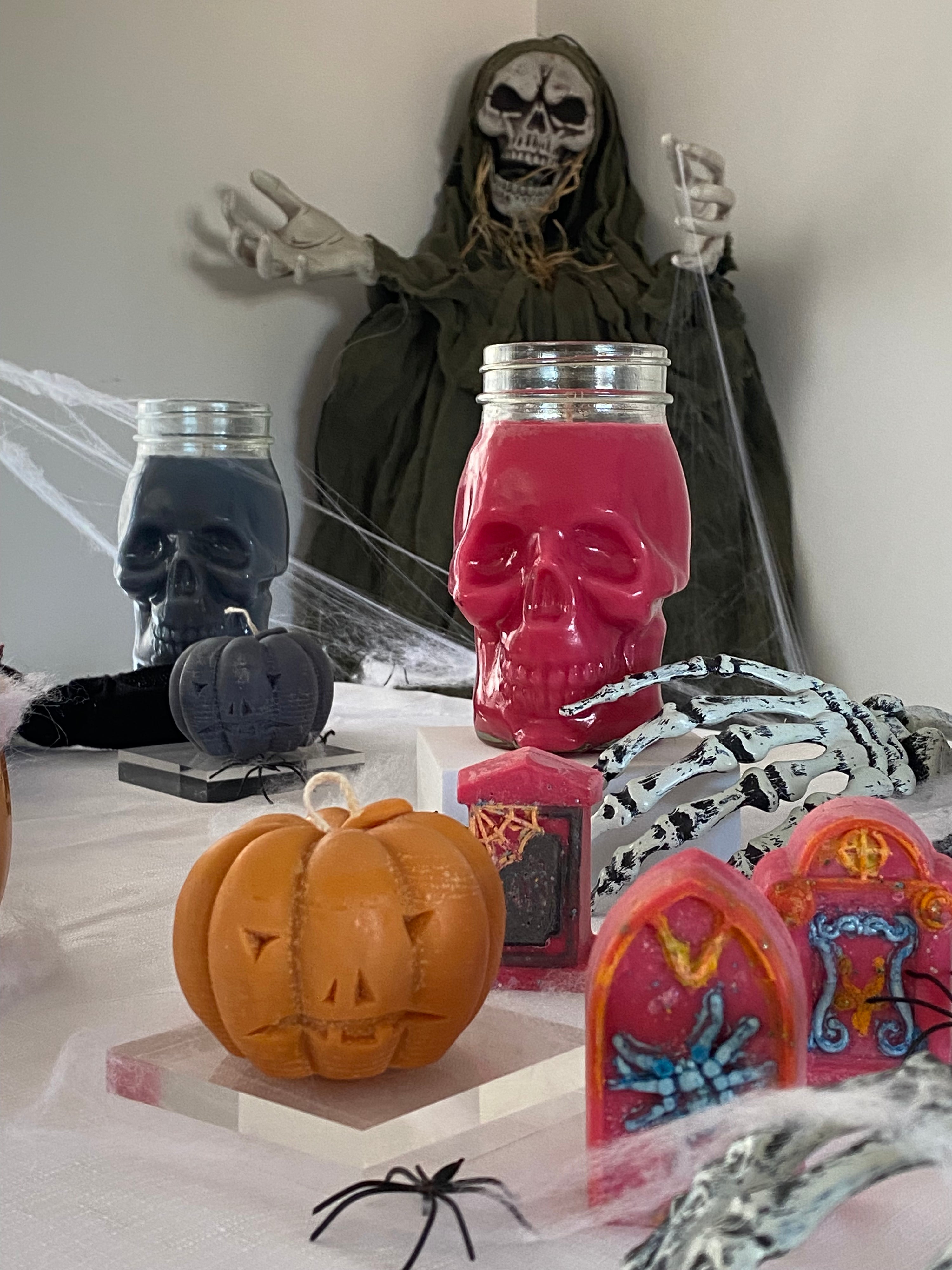 Halloween Skull Black Candle