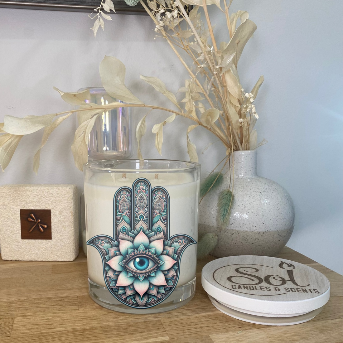 Hamsa Lotus Flower Xlarge Candle_Refillable_Made in Australia