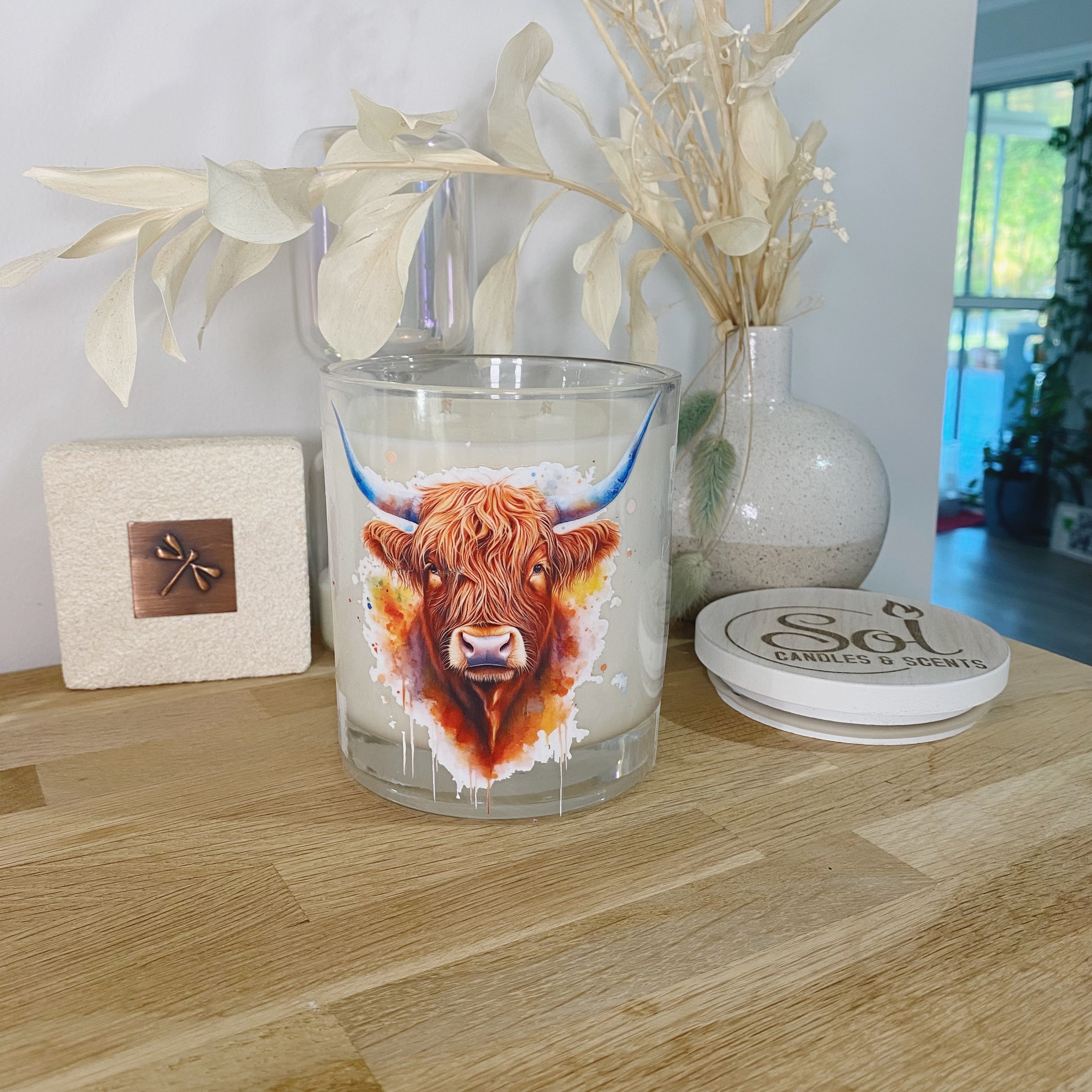 Highland Cow Blue Horn Candle_Sol Candles &amp; Scents