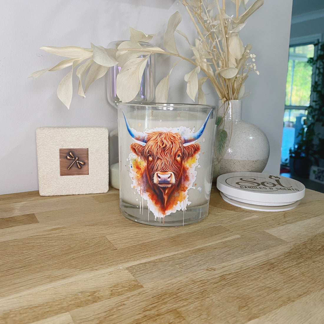 Highland Cow Blue Horn Xlarge Candle