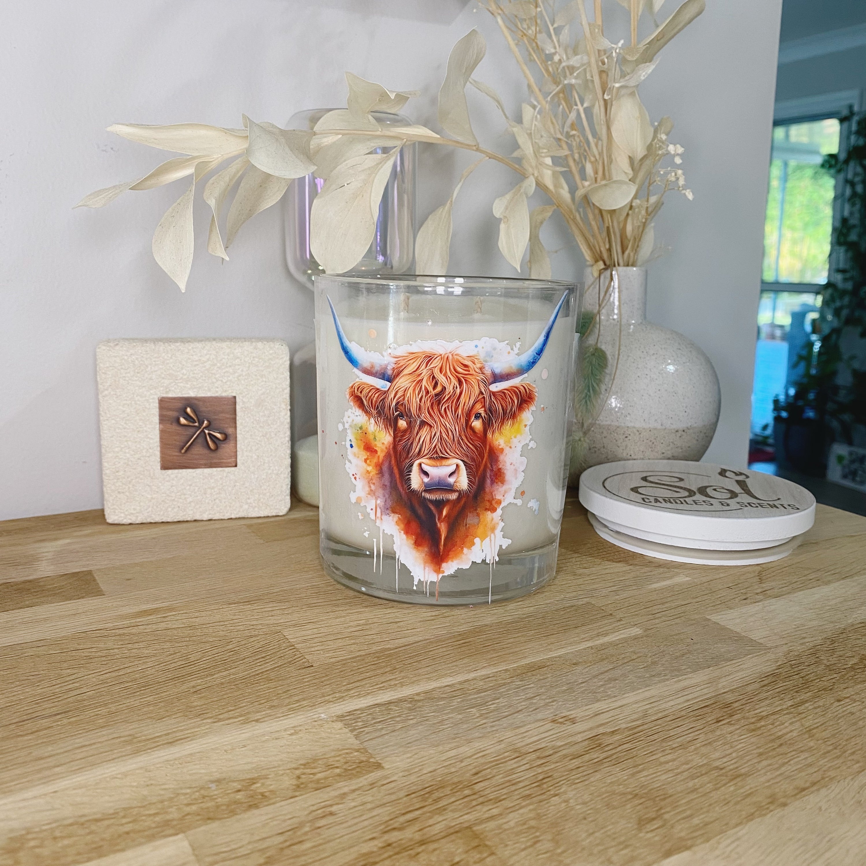 Highland Cow Blue Horn Xlarge Candle