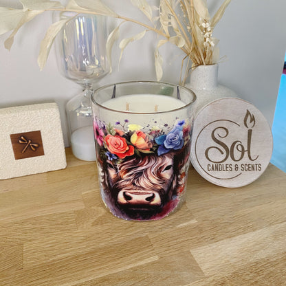 Highland Cow Roses Xlarge Candle