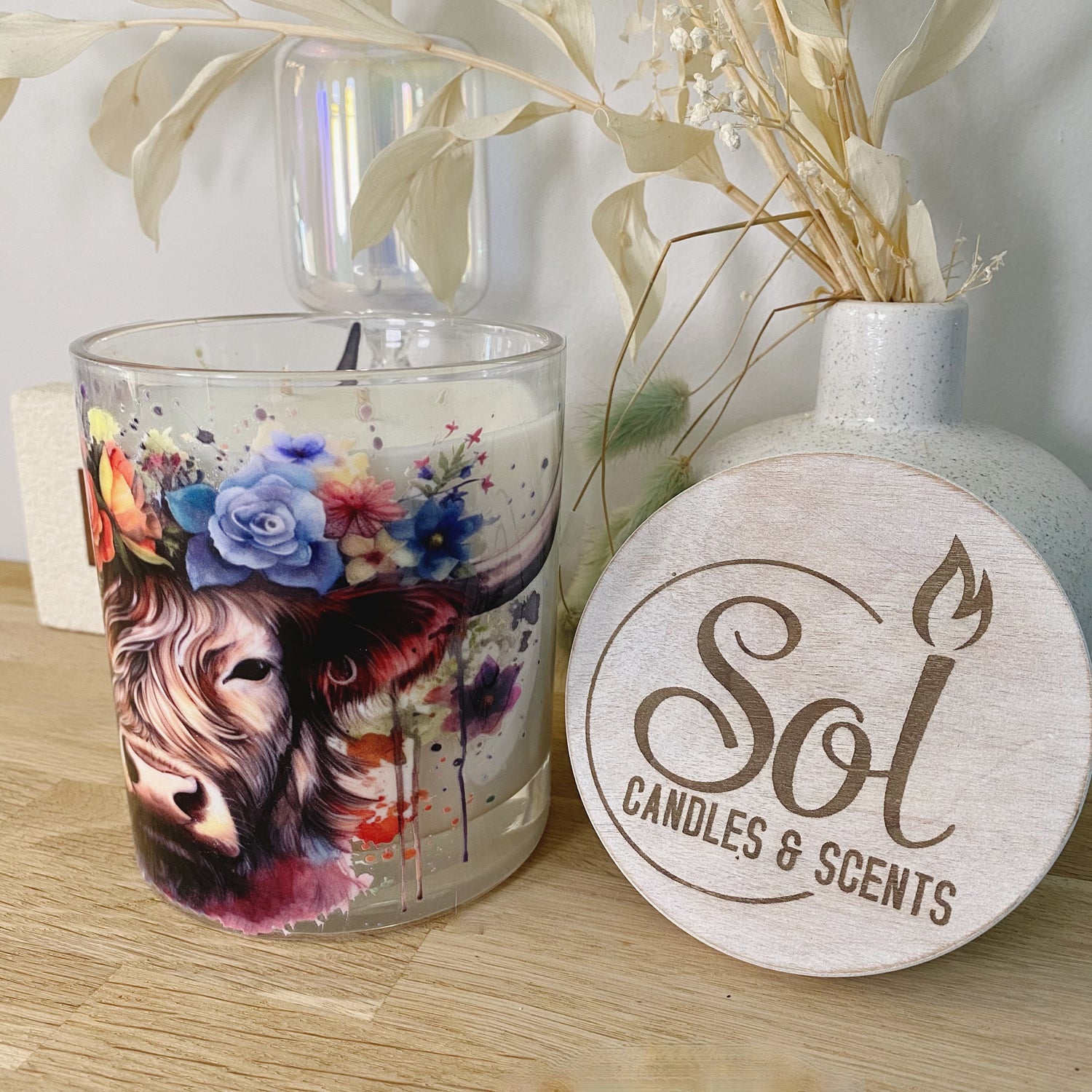 Highland Cow Roses Xlarge Candle
