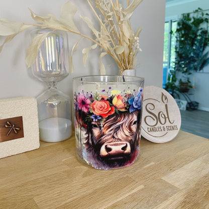 Highland Cow Roses Xlarge Candle