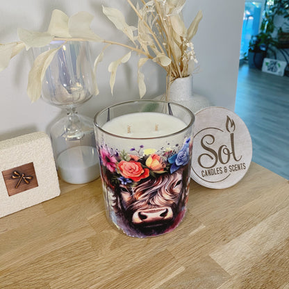 Highland Cow Roses Xlarge Candle