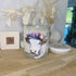 Highland Cow White & Gray Floral Candle_Sol Candles & Scents
