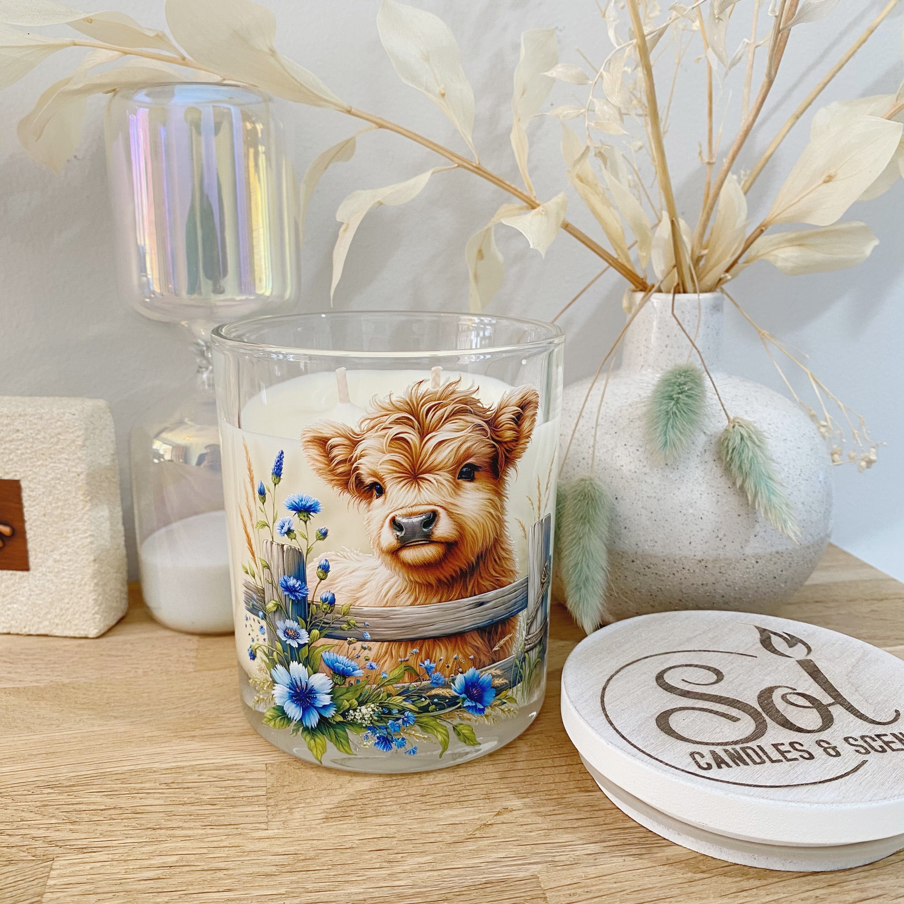 Highland Mini Cow Blue Xlarge Candle_Made in Queensland