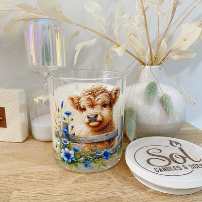 Highland Mini Cow Blue Xlarge Candle_Made in Queensland