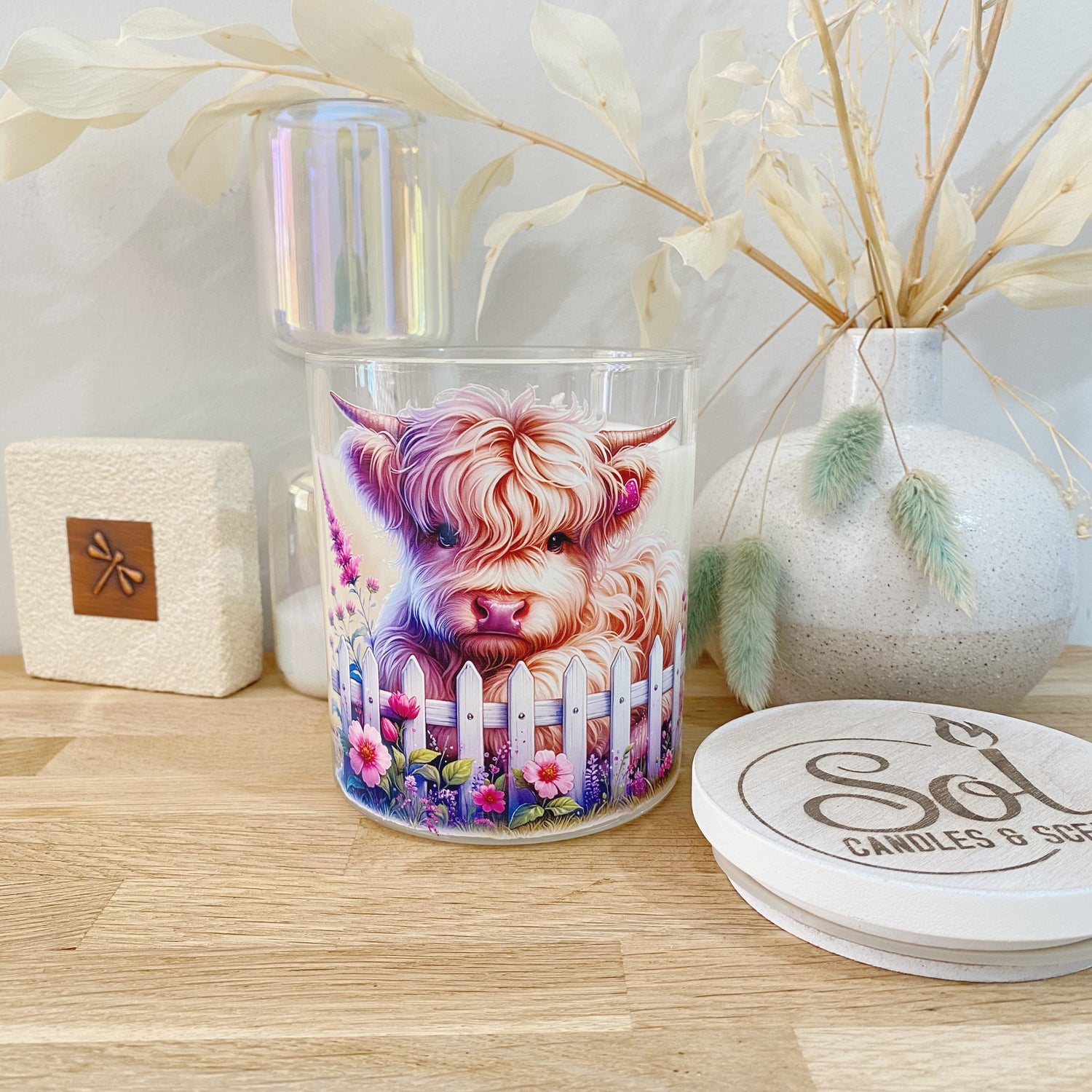 Highland Mini Cow Pink Xlarge Candle_Made in Queesland