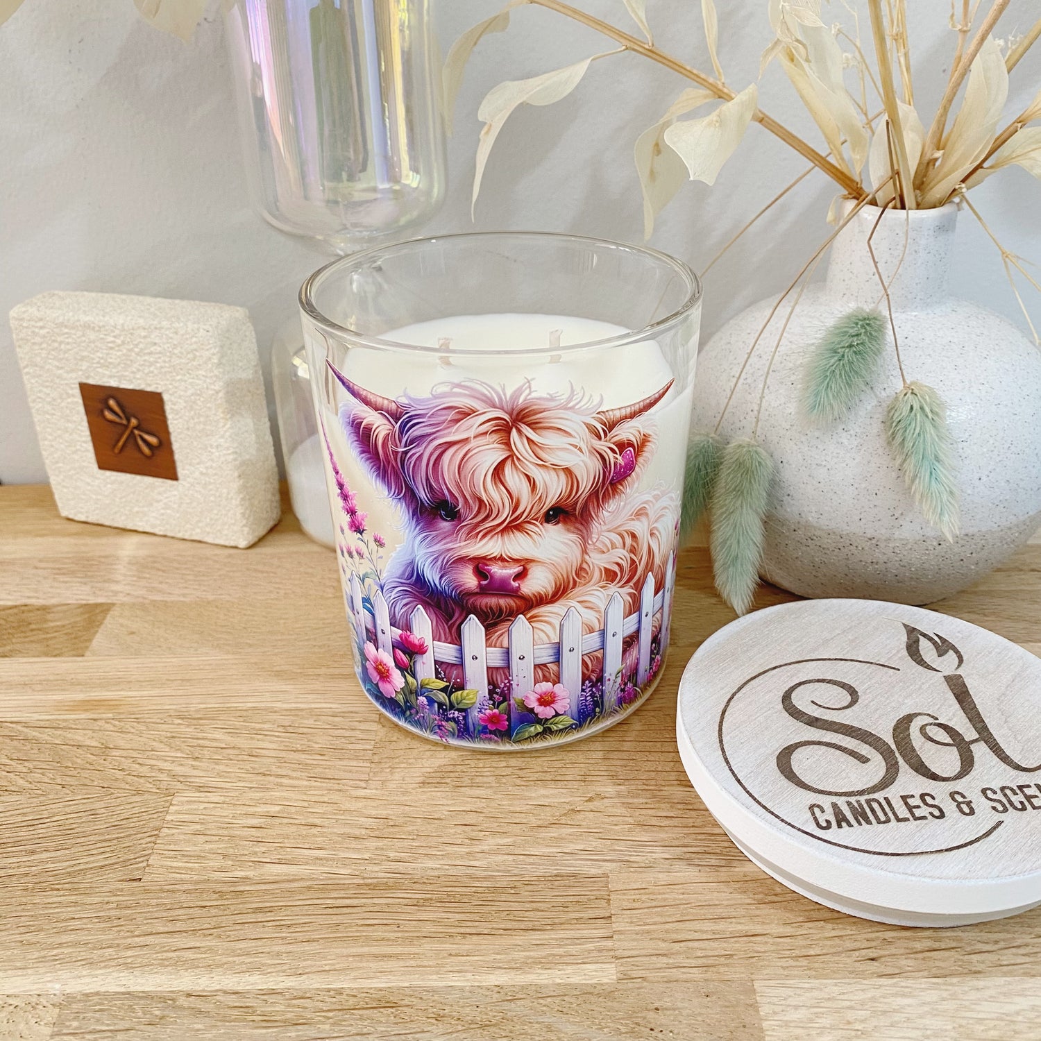 Highland Mini Cow Pink Xlarge Candle_100% Soy Wax_Aussie Made