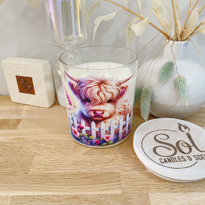 Highland Mini Cow Pink Xlarge Candle_100% Soy Wax_Aussie Made