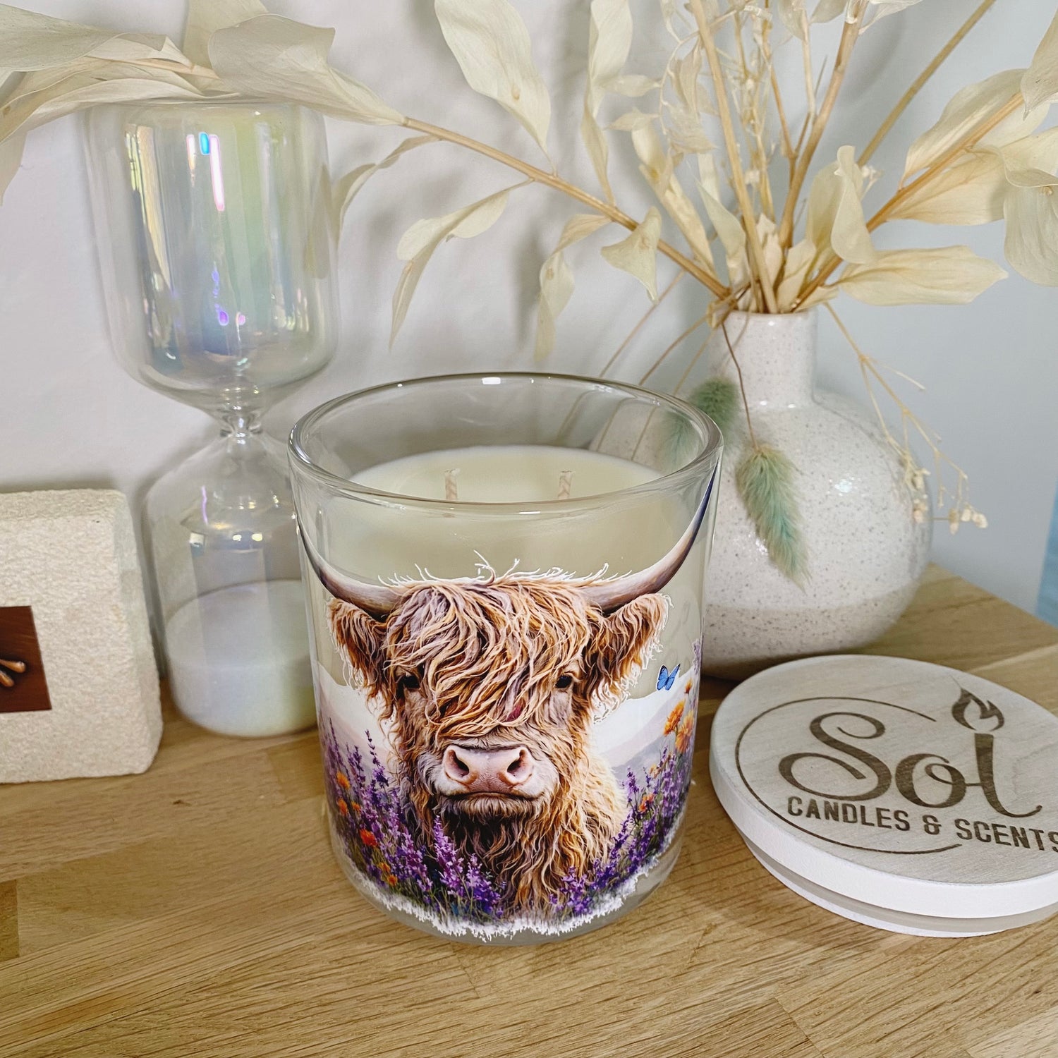 Highland Mountain Cow Brown Xlarge Candle_X-large_Refillable_Made in Australia
