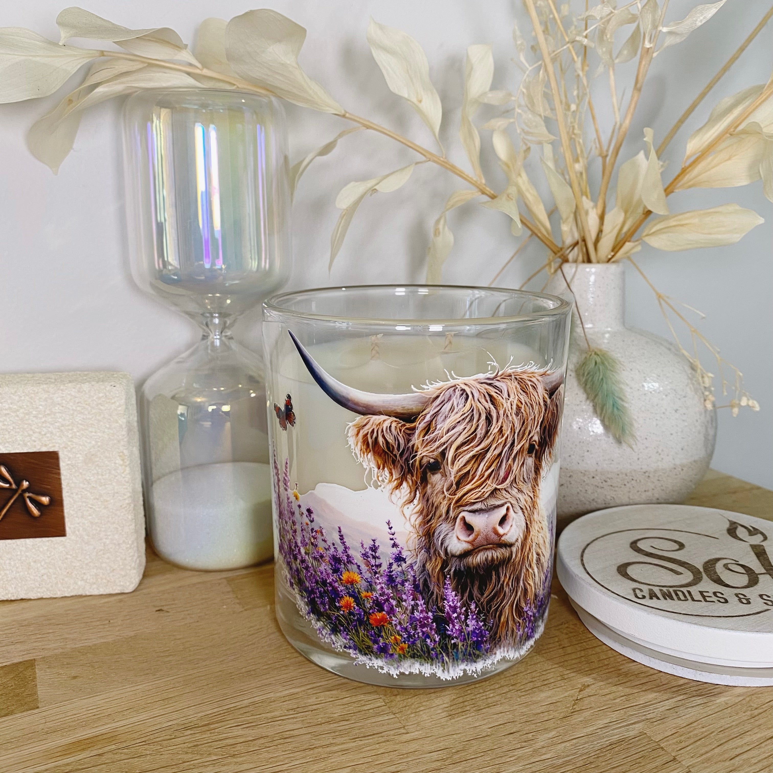 Highland Mountain Cow Brown Xlarge Candle_X-large_Refillable_Made in Queensland