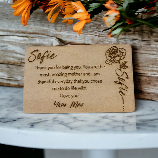 Personalised Wooden Note/Gift Card