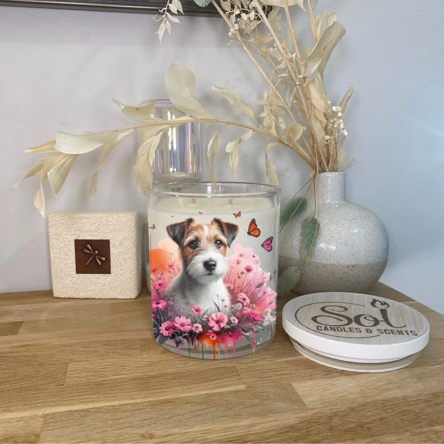 Jack Russell Floral Xlarge Candle