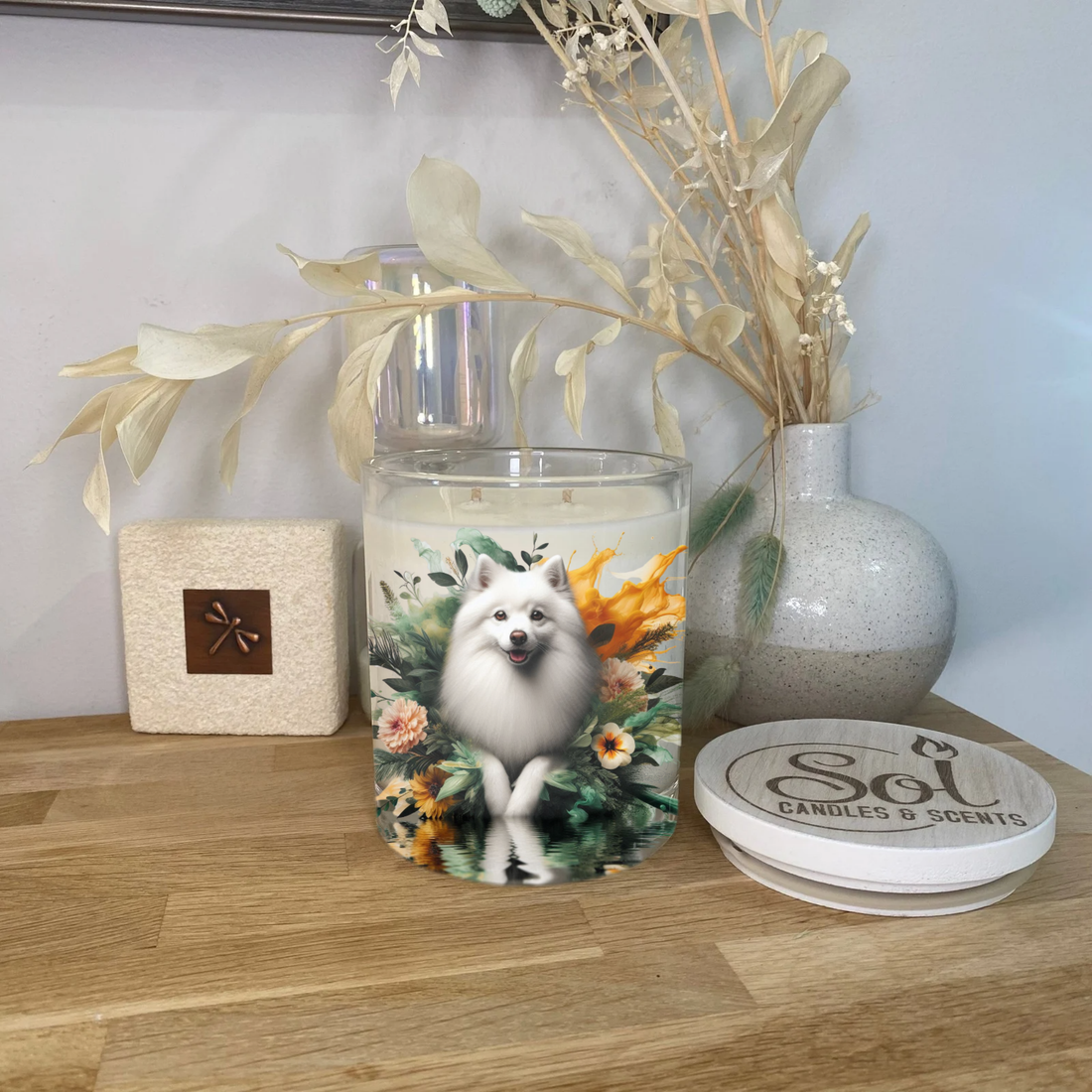 Japanese Spitz Smiling Dog Xlarge Candle
