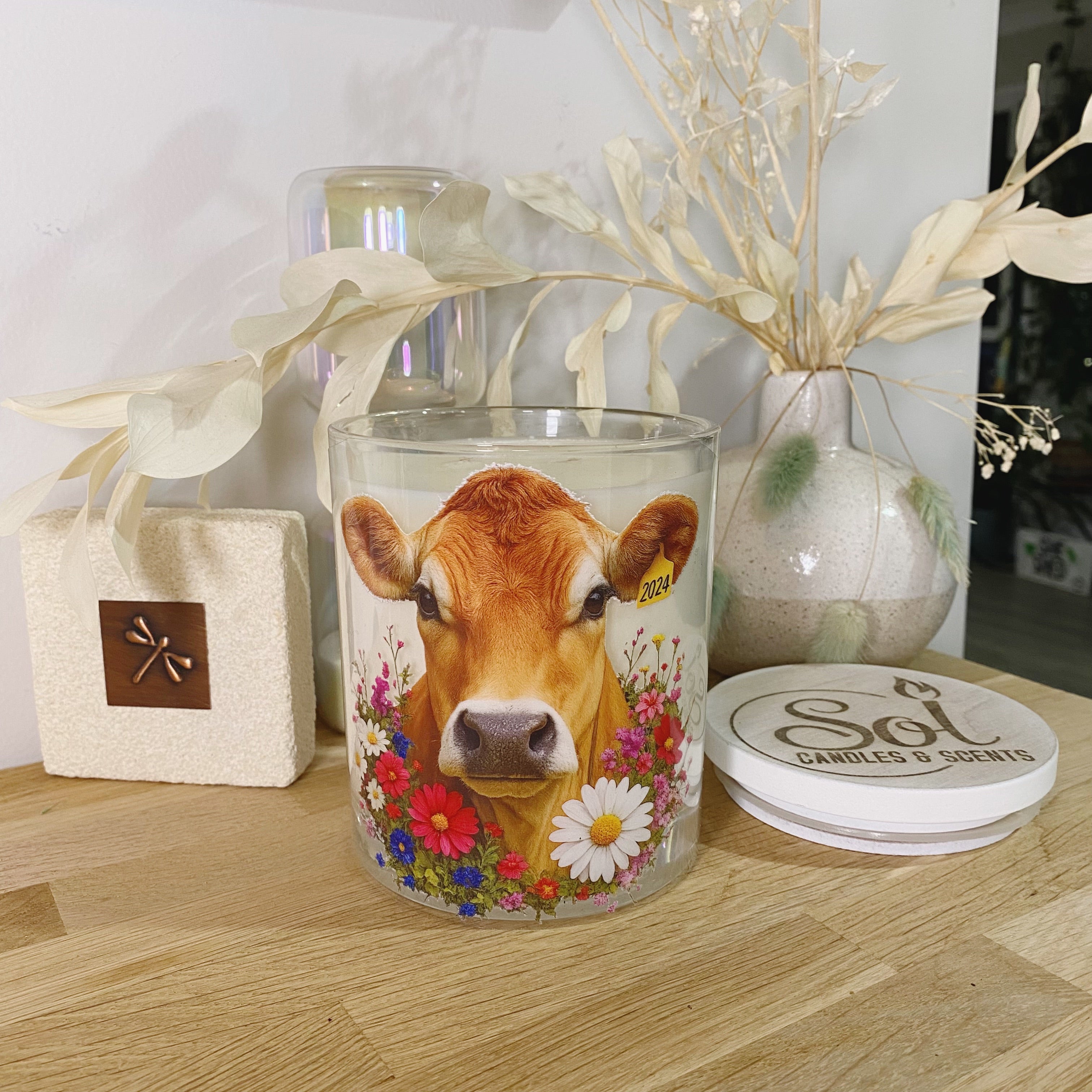 Jersey Cow Floral Cow Xlarge Candle_Australian Made