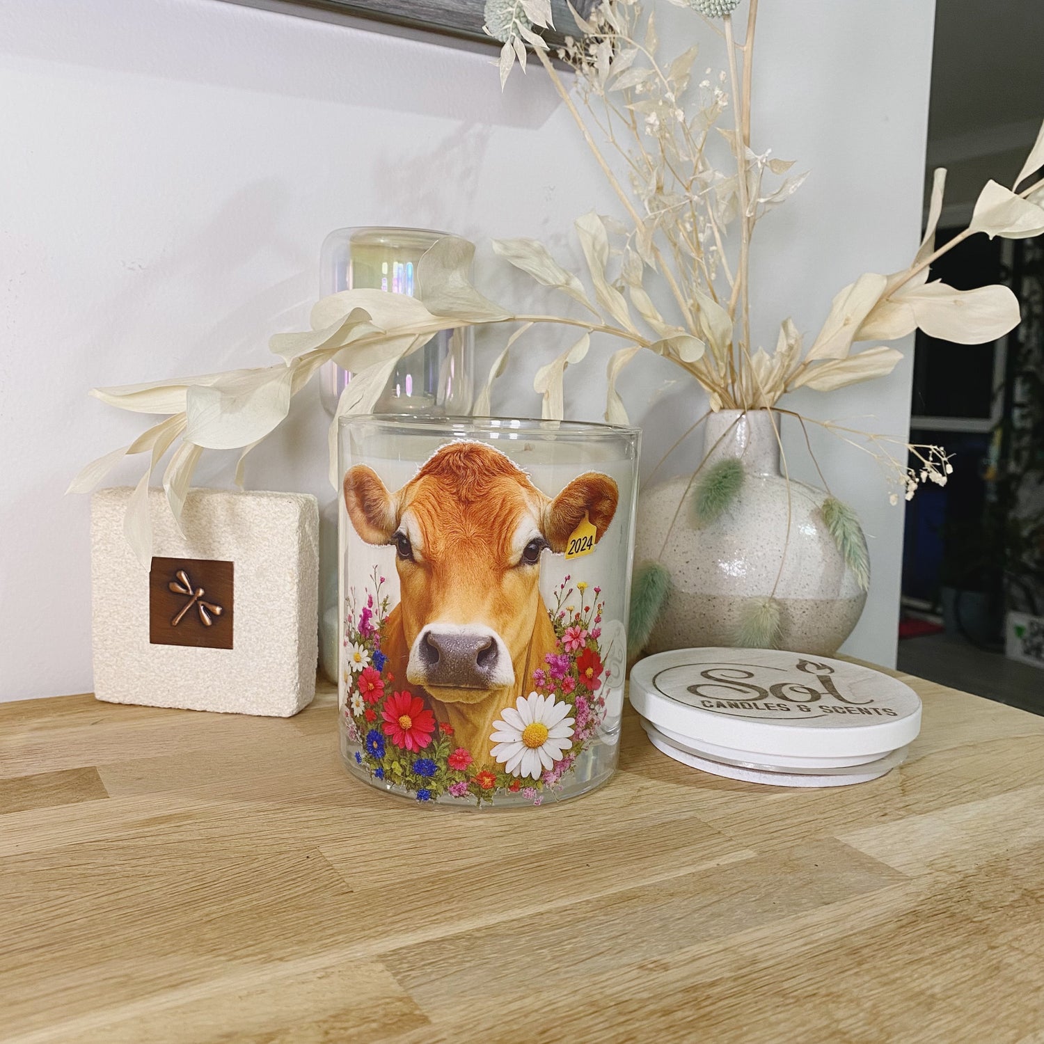 Jersey Cow Floral Cow Xlarge Candle_Refillable