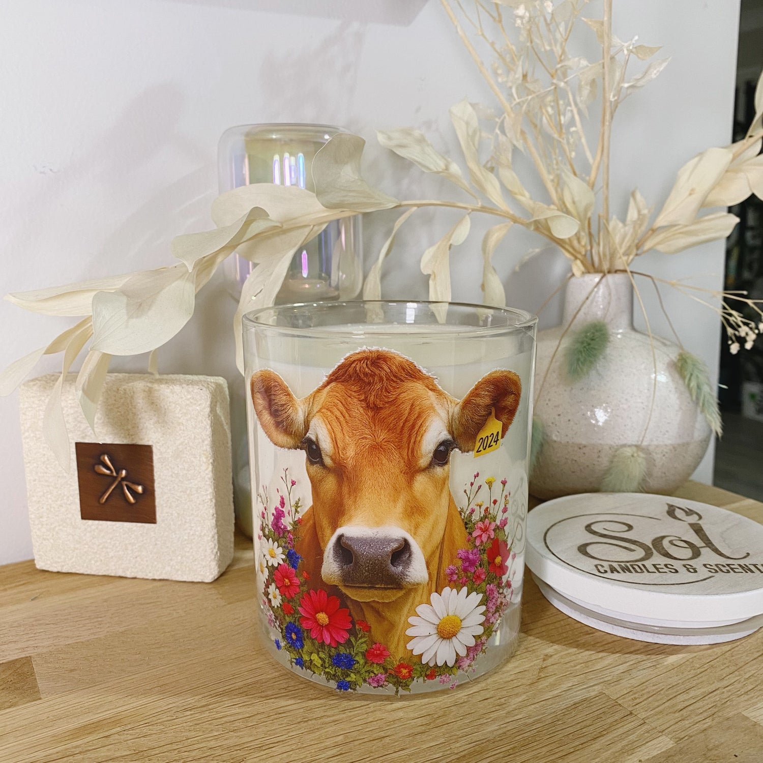 Jersey Cow Floral Cow Xlarge Candle_Sol Candles &amp; Scents