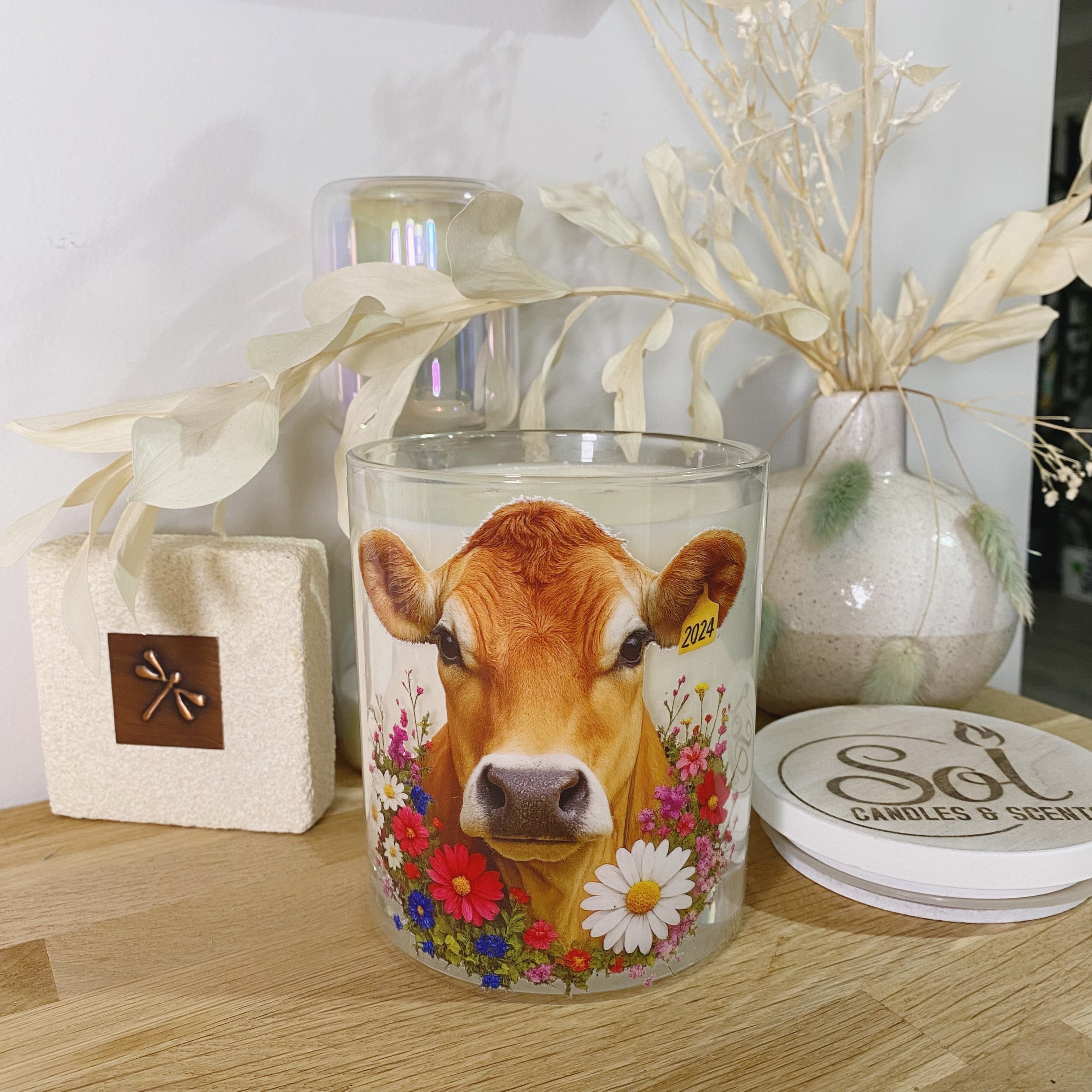 Jersey Cow Floral Cow Xlarge Candle_Sol Candles &amp; Scents