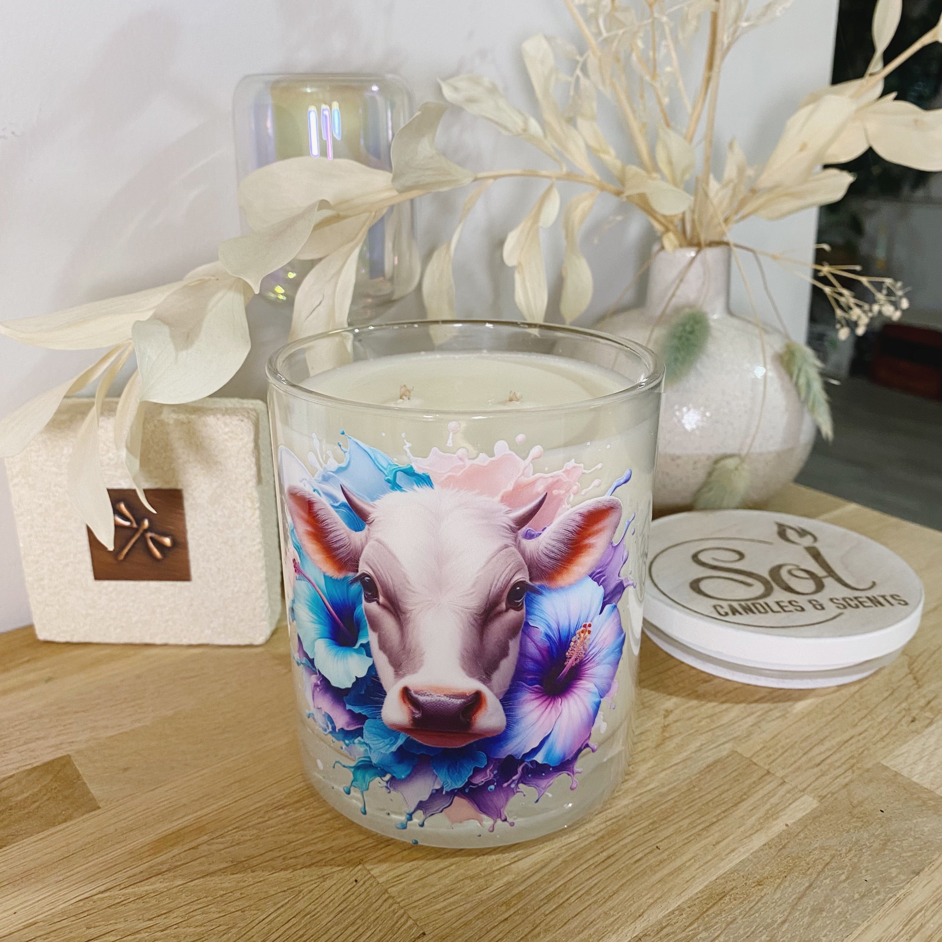Jersey Cow Grey &amp; White Xlarge Candle_Refillable
