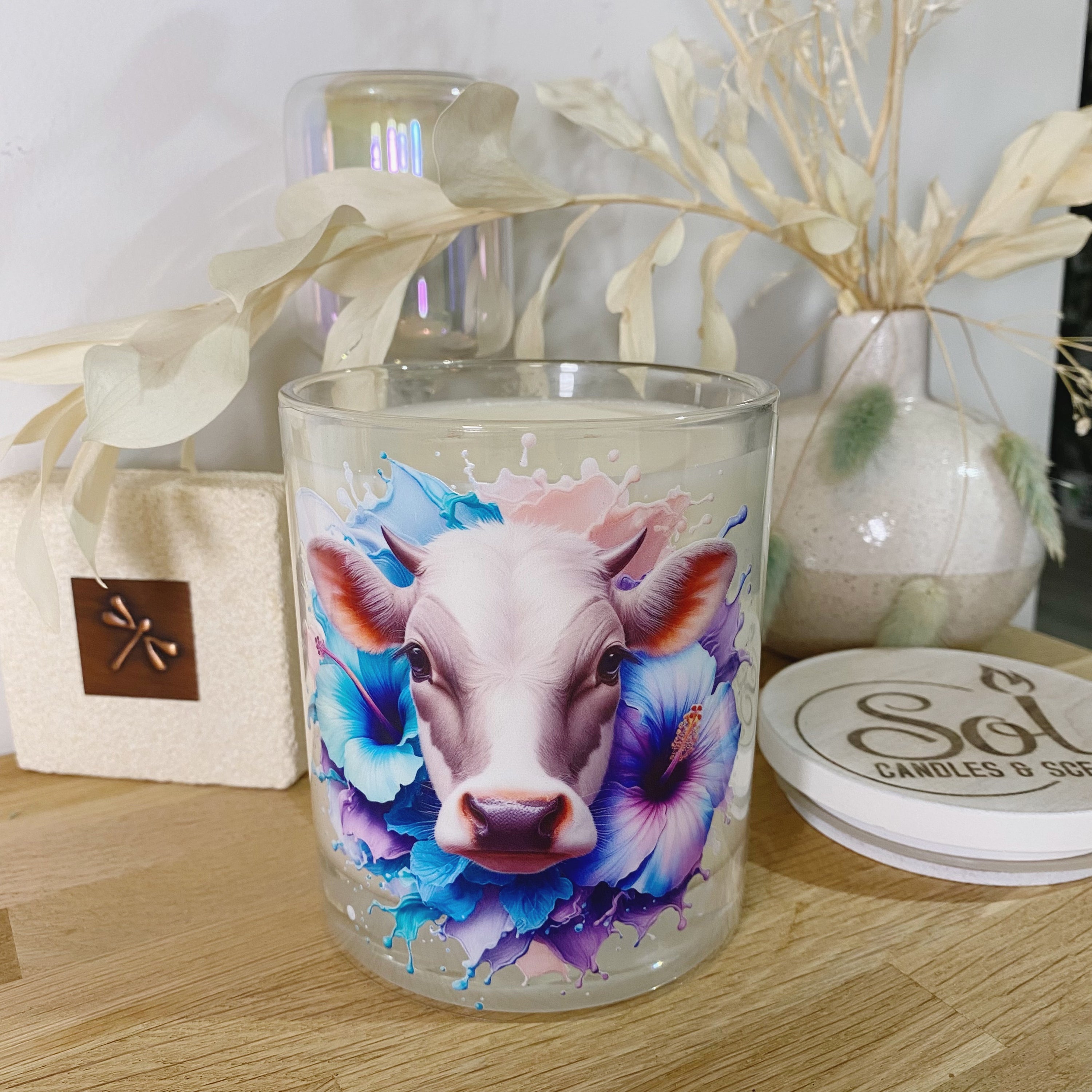 Jersey Cow Grey &amp; White Xlarge Candle