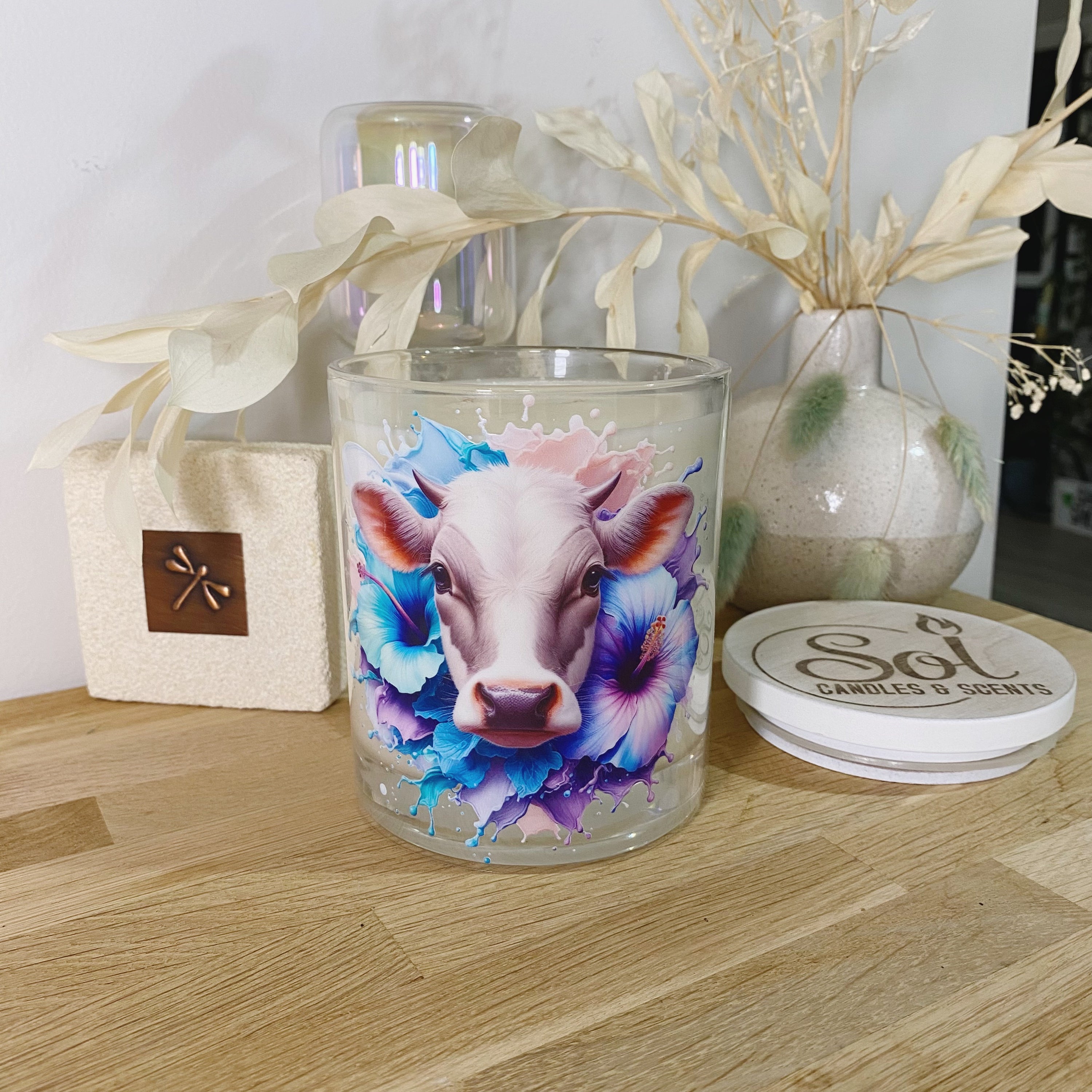 Jersey Cow Grey &amp; White Xlarge Candle_Made in Australia 