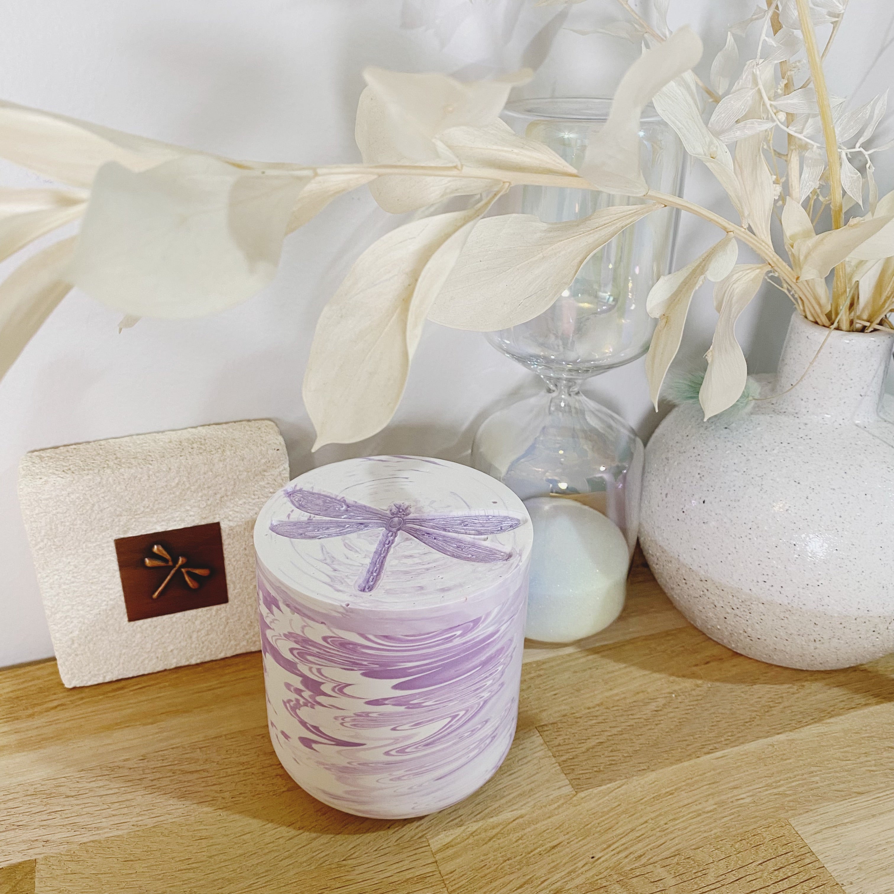 Jessa Eco Purple Medium Candle_Dragonfly_Made By Aussies