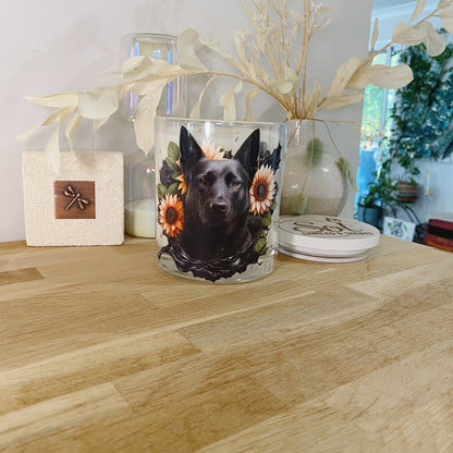 Kelpie Dog Black Sunflower Xlarge Candle_Made in Australia 
