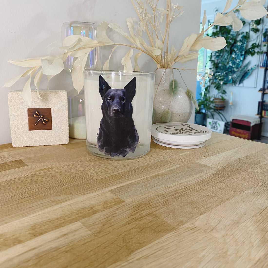 Kelpie Dog Black Watercolour Xlarge Candle_Made in Australia